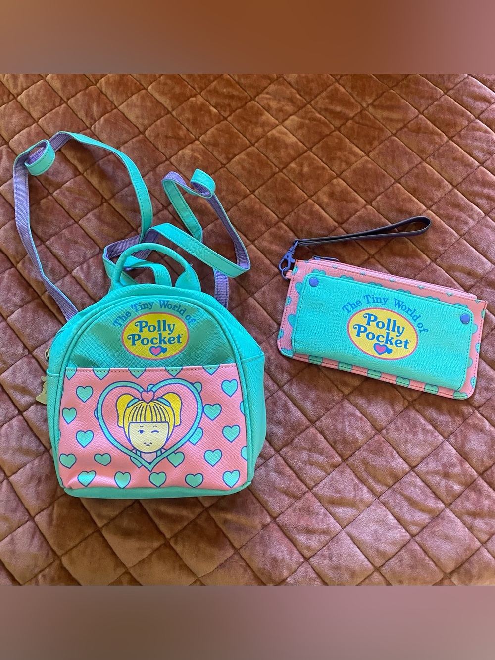 Hot Topic Polly Pocket mini backpack and wristlet wallet set